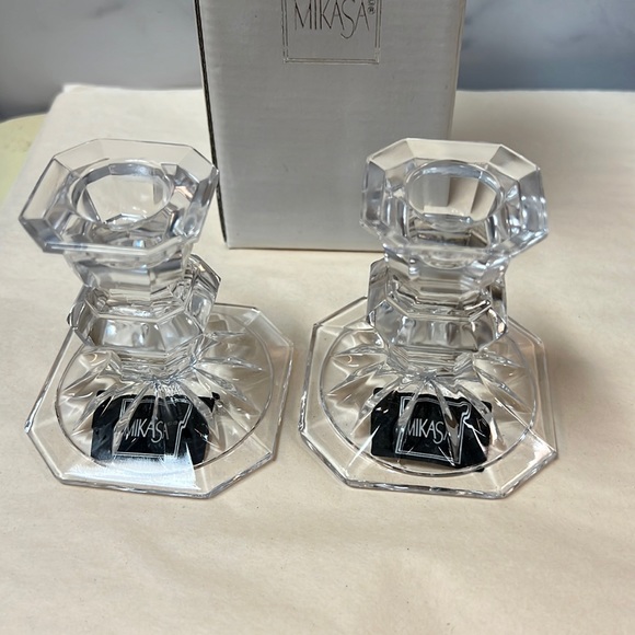 Mikasa Other - Mikasa Crystal Taper Candle Holders 3” Wide &Tall Square Shape Edinburgh Pattern